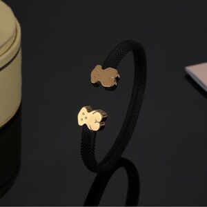 Tous Black Bracelet with Gold Accents